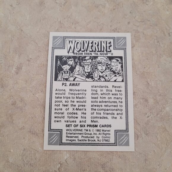 1992 Wolverine From Then Til Now II PRISM Trading Card P2 AWAY - Picture 2 of 2